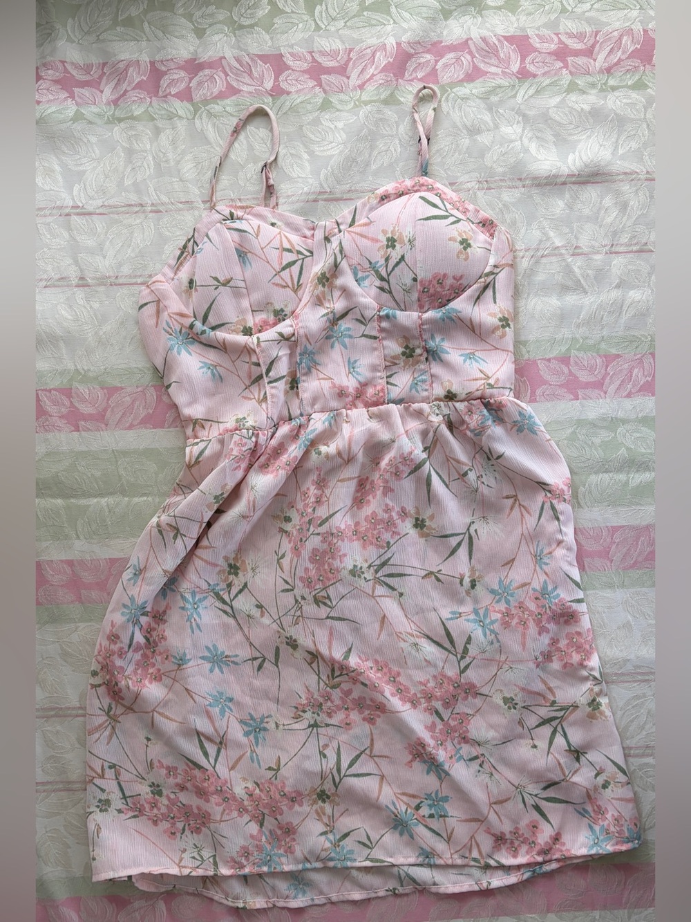 Xhilaration Pink Dresses Women's Floral Print Strappy Cup